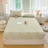 Juego de tres piezas de sábana de burbujas de gasa de doble capa, funda de colchón de algodón suave tipo puff, funda de almohada, protector de cama para dormitorio de estudiante