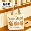 Bolsa de Lona Capivara Estudante Fofa Saco de Embalagem de Lembrança Desenho Animado Capivara Grande Capacidade Bolsa Tote com Fecho