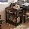 Estantería de Escritorio de Pie Estante de Almacenamiento de Piso Estante de Almacenamiento de Acero y Madera Multicapa Móvil con Ruedas Estante Librero Simple