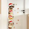 Lindas pegatinas navideñas de animales del bosque para ranura de puerta, autoadhesivas, removibles, para decoración de pared de dormitorio, creando una atmósfera festiva
