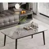 Mesa de centro cuadrada de losa de roca de lujo ligero de moda para uso doméstico, sala de estar de apartamento pequeño minimalista moderno