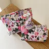 Bolsa de Maquillaje Jacquard Floral Estilo Francés Campestre con Cremallera Bolsa de Almacenamiento Cosmético Bolsa de Tela Portátil para Viaje