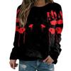 Camiseta de Halloween de manga larga con cuello redondo y personalidad informal con impresión digital 3D para mujer, nueva ropa de comercio exterior transfronterizo de otoño