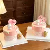 Decoración de pastel para el Día de San Valentín chino tarjeta en forma de corazón adorno de perro de dibujos animados lindo inserto de vela con lazo topper