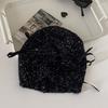 Gorro Frío de Lentejuelas con Lazo Estilo Coreano para Mujer 2024 Nuevo Todo Fósforo Chica Popular Gorro para Cubrir la Cabeza Muestra la Cara Gorro de Punto Apilado Pequeño