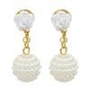 Pendientes de borla de perlas estilo coreano para mujer, clip para oreja de espiral de mosquito vintage sin perforaciones, pendientes de flor elegantes versátiles