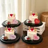 Decoración de pastel para el Día de San Valentín Qixi tarjeta en forma de corazón línea de goma suave adorno de perro topper de vela de amor inserto