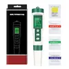 Caneta de teste de qualidade da água 5 em 1 com luz de fundo, instrumento de teste de água para água da torneira e água potável, testador combinado de pH de alta precisão