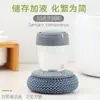 Pote Dispenser Automático de Líquido com Escova de Limpeza para Cozinha, Escova de Lavar Louça Tipo Pressão, Bola de Lã de Aço Descontaminante, Fornecimento Direto do Fabricante