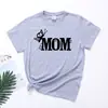 2023 nuevo soporte independiente manga corta Estampado de letras de mariposa MOM casual para mujer Cuello redondo manga corta Cuello redondo cuello