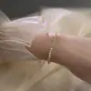 Pulseira de pérolas em prata de lei S925 para mulheres, pulseira simples e fofa com um design delicado e fofo, acessório de joia de alta qualidade