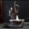 Quemador de incienso de porcelana blanca zen con forma de mano de Buda y reflujo de loto para el hogar, sala de estar, quemador de incienso de sándalo, decoración de escritorio para interiores.
