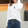 Tops de Color Sólido con Cuello Redondo Sueltos Estilo Perezoso de Manga Larga para Mujer Otoño Temprano e Invierno Camiseta de Algodón Puro con Hombro Derecho Camiseta Interior
