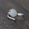 Anillo Abierto de Plata S925 Lisa Chapado en Oro Ciervo Dorado Rey Venta al por Mayor Anillo de Plata para Dedo Índice Flor de Magnolia Hetian para Mujer