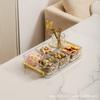 Plato de fruta de lujo ligero, mesa de centro para sala de estar, caja de dulces de vidrio para el hogar, nueva caja de almacenamiento de refrigerios con compartimento, plato de semillas de melón y frutas secas