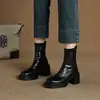 Botines de cuero suave de moda para mujer, nueva colección otoño 2026, botines elásticos de ajuste ceñido, perfectos para mujeres bajitas, populares botas estilo Martin con suela gruesa y tacón grueso