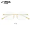 Óculos sem Aro de Alta Qualidade Unimog para Mulheres com Miopia, Podem Ser Personalizados com Receita, Lentes Ultra Leves de Titânio Puro Anti-Luz Azul