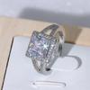 Anillo Xiyin de estilo europeo y americano, muy popular, con diamantes y circonitas cuadradas para mujer, accesorios de joyería de comercio exterior, venta al por mayor, suministro transfronterizo.