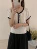 Diseño Chic, Camiseta de Punto de Manga Corta Estilo Pequeño y Fragante para Mujer en Verano, Estilo Pura Pasión, Corte Ajustado, Top Corto Tendencia Ins