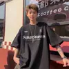 Camiseta de Algodón Puro Sencilla con Estampado de Letra Personalizada Cuello Redondo Manga Corta para Hombre Verano Holgada Camiseta de Media Manga Base