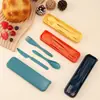 Juego de Cubiertos Portátil de Paja de Trigo Transfronterizo de Tres Piezas: Cuchillo, Tenedor, Cuchara. Juego de Regalo para Estudiantes y Trabajadores de Oficina. Venta Directa del Fabricante.
