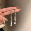 Pendientes de Alta Gama Estilo Europeo y Americano, Elegantes Pendientes Largos con Borlas, Pendientes Sencillos de Diamante y Circonita Brillantes, Pendientes al por Mayor