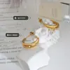 Estilo Coreano Personalidad Celebridad Mismo Estilo Versátil No se Desvanece Lujo Ligero Incrustados Zirconia Pendientes Forma de C Acero de Titanio Chapado en Oro Pendientes para Mujer