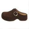 Zapatos tipo mocasín para mujer, estilo Birkenstock, de cuero genuino con suela blanda, para uso en exteriores, nuevo modelo otoño 2026, mules de punta cerrada con suelas gruesas para aumentar la altura