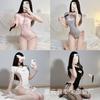 Ropa Interior Sexy de Punto con Cordones, Uniforme de Suéter, Body Seductor de Cuello Bajo, Conjunto Sin Quitar, Dropshipping