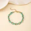 Pulsera de Acero Inoxidable con Goteo de Color Moda Femenina Europea y Americana Pulsera de Color Esmalte Versátil Chapada en Oro de 18K y Pulsera de Acero de Titanio