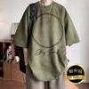2024 Nova Camurça Verão Flor Queimada Camiseta de manga curta Casual Estilo Hong Kong Camiseta Top Nipo-Americana