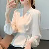 Camisa de Gasa Elegante y Moderna con Cinturón y Mangas Largas para Mujer, Color Sólido, Top Blusa con Diseño Cruzado, Nuevo Estilo Primavera y Otoño 2026