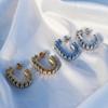 Pendientes en forma de U de estilo europeo y americano, joyería de moda, personalidad, temperamento, combinables, viento frío, diamantes completos, galvanoplastia, pendientes sencillos sin color.