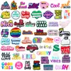52 Modelos Coloridos Charms para Zapatos Crocs con Frases en Inglés Hebillas para Zapatos de Dibujos Animados Accesorios para Zapatos DIY Decoraciones de Goma Suave PVC