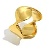 Mengjia Anel Minimalista de Moda Europeu e Americano Venda Quente Transfronteiriça Joia Acessório de Anel de Fundição Irregular Banhado a Ouro 18K de Aço Inoxidável
