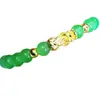 Pulsera de anillo único de ágata artificial de 8 mm para hombre y mujer con pulsera piqiu de oro arenado chapado en oro 3D estilo japonés y coreano