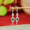 Pendientes Yuebao de plata de ley S925 con diseño retro de jade, ligeros y de lujo, con cuentas redondas, elegantes y combinables.