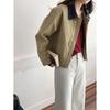3ª Mañana Principios de Primavera Nuevo Estilo Bloque de Color Retro Solapa Holgada Corta Rompevientos Chaqueta Zy2756