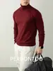 [Fio Espessado e Macio] Tricô Quente e Armazenador de Calor para Outono e Inverno para Homens, Anti-Pilling, Tricô de Base de Cor Pura de Alta Qualidade