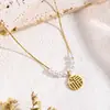Collar de Perlas con Símbolo de Fortuna de Nuevo Estilo para Mujer, Estilo Chino, Versátil, Nicho, Lujo Ligero, Acero de Titanio, Cadena para Clavícula de Oro de 18K, Venta Directa