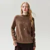 Suéter tejido de punto con cuello medio alto, manga raglán, hilo floral simple, holgado y versátil, nuevo estilo de manga larga otoño/invierno 2026