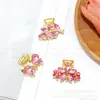 Pinza Pequeña de Garra Rosa de Alta Gama con Pedrería, Lindo Clip Lateral para Cabello Trenzado, Pinza Superior, Pasador Pequeño para la Parte Trasera de la Cabeza