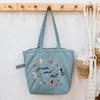 Versión Coreana Nueva Versátil Bolso Tote con Cordón Bordado Estilo Japonés para Viajes Diarios, Bolso Tote de Gran Capacidad Fresco Estudiante para Mujeres