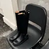 Botas de Caballero de Piel de Vaca para Mujer de Caña Alta Largas Otoño e Invierno Nuevas Botas con Tacón Medio de Punta Redonda y Patchwork No son Botas Altas de Caña Larga Botas de Caña Recta para Mujer Botas Individuales