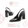 Tacones Altos Elegantes de Punta Otoño Nuevo Puntera Abierta Espalda Descubierta Moda Diseño de Nicho Sandalias de Tacón Grueso Tacones para Mujer Transfronterizos