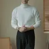 Camiseta Base de Cuello Alto Negro 2025 Nuevo Suéter de Punto Delgado de Manga Larga con Cuello de Gorro para Hombre Primavera, Otoño e Invierno