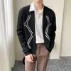Nuevo Cárdigan Suéter de Punto Estilo Coreano para Hombre, Suéter Chaqueta de Estilo Maduro Simple y Artístico de Moda para Hombre