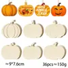 12 peças de madeira oca inacabadas para DIY de Halloween, pingentes de fantasma, aranha, abóbora, decorações para festa de Halloween