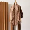Bufanda de cuadros a rayas de doble cara de alta gama para otoño e invierno para mujer, cachemira sintética, engrosada, cálida, con flecos, calentador de cuello, chal, venta al por mayor