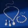 Suministro transfronterizo de Europa y Estados Unidos conjunto de joyería de collar y pendientes de cristal con forma de gota de agua de color blanco cálido azul verde rojo juego de 4 piezas